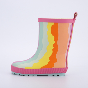 Wholesale Custom Lightweight Footwear <strong>Rubber</strong> Outsole Shinny Rainbow Rain Boot - Product Image 6