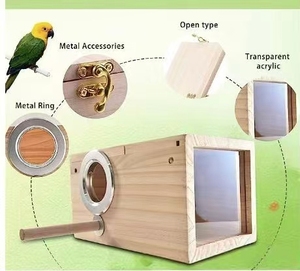 Caja de Cría para Pájaros de Madera, Nuevo Diseño con Vista Transparente, Casa de Nidificación para Loros, Periquitos, Cotorras y Codornices - Product Image 3