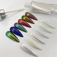 Effet miroir, poudre de Pigment pour ongles Magic Aurora Chrome, liquide chromé pour ongles