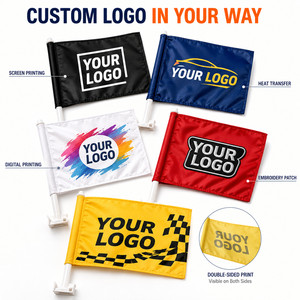 Custom Logo <b>Car</b> Window Flag Double Sided Vehicle Pennant for Advertising Parade Business Promotion Durable <b>Clip</b> Mount 12x18 Inch - Product Image 3