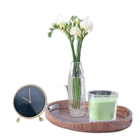 Plateau de service moderne et écologique en bois d'acacia personnalisable avec poignées Design de vaisselle jetable pour hôtel et restaurant