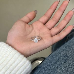 Dylam Sparkle New Design Fine Jewelry S925 <b>Silver</b> <b>Eternity</b> Band Pear Shape D VVS1 Moissanite Wedding Engagement Promise <b>Rings</b> - Product Image 6