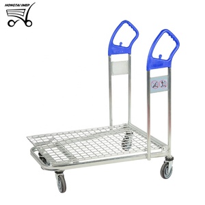 Carro de almacén de empuje manual de plataforma resistente con cuatro ruedas - Product Image 5