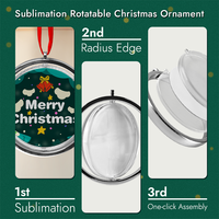 Sous-banque Sublimation En Plastique De Noël Spinning Photo Ornement Suspendu Cadre Boules Photo Titulaire Décor
