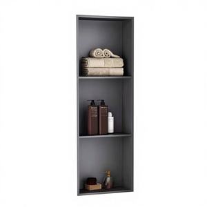 Niche murale rectangulaire en acier inoxydable 304 de qualité supérieure, installation autocollante, étanche, durable, écologique, finition brossée - Product Image 1