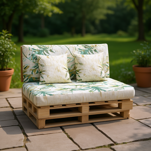 Set di 4 Cuscini Durevoli in Tessuto per Pallet da Esterno 120x80 + 120x50 cm, Spessore 12 cm, con Rivestimento Rimovibile per Divano da Giardino - Product Image 2