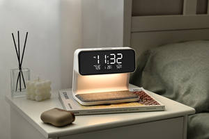 Veilleuse de chevet Station de recharge sans fil avec réveil <span class=keywords><strong>Lampe</strong></span> de lecture de table LED Chargeur sans fil pour enfants Réveil Lumière - Product Image 5