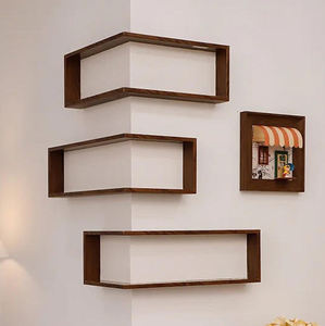 رف تخزين خشبي مثبت على الحائط لغرفة المعيشة، رف عرض للتماثيل عالي التحمل بسعة كبيرة - Product Image 4