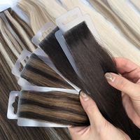 Ekstensi Rambut Tape-in Indian Virgin Hair Natural Wave Anti Kusut, Rambut Virgin India Loose Wave 22 Inci