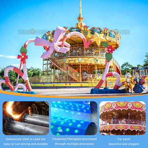 Carrousel à double pont de style antique-Équipement de parc à thème de couleur personnalisée - Product Image 3