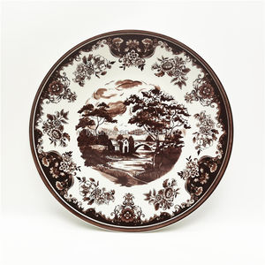 ชุดรับประทานอาหารเย็นเตาอบไมโครเวฟเครื่องเคลือบดินเผาสีขาวภาพวาดภูมิทัศน์ชนบท - Product Image 2