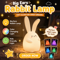 Nouvelle lampe tactile USB en silicone en forme de lapin mignon, lampe de table tactile, lampe de chevet pour chambre d'enfant, décoration de chambre d'enfant, cadeau