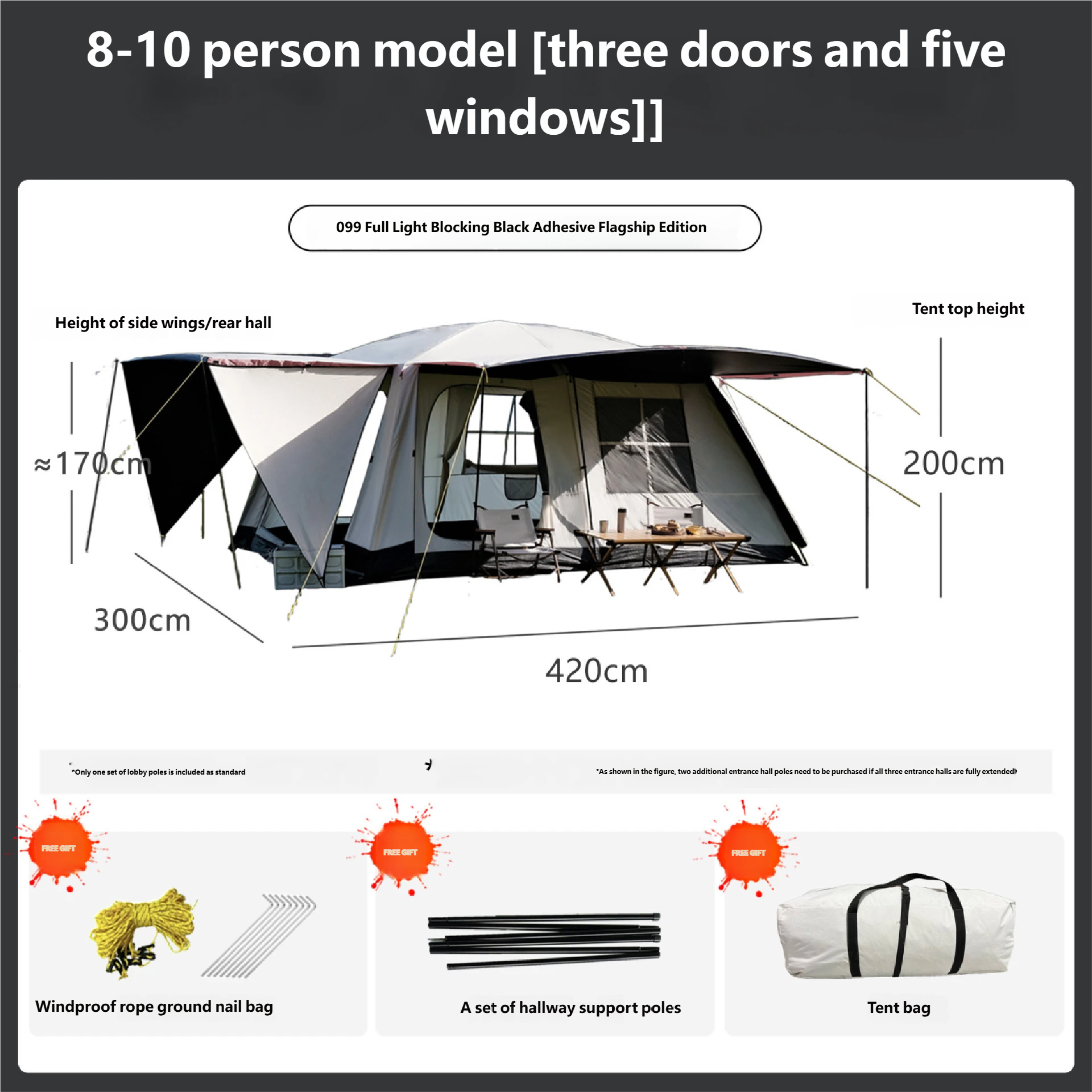 Large size, full blackout all-inclusive black coating version