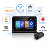 Caméra de tableau de bord double 4K+4K en gros, prête à être expédiée, avec WiFi, GPS, écran IPS 3 pouces, vision nocturne supérieure, enregistreur de voiture intelligent
