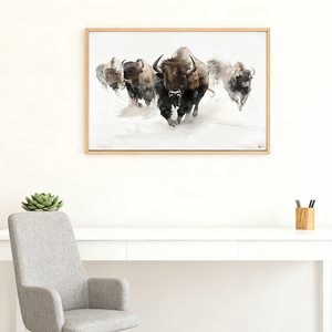 <span class=keywords><strong>Peinture</strong></span> murale abstraite animale (Bison, Vache) pour bureau, impression sur toile encadrée, œuvre d'art décorative - Product Image 2