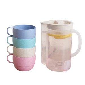 Juego de jarra de agua nórdica de cuatro colores, 5 piezas, con vasos, material PP, jarra para agua fría, para uso en el hogar y la oficina. - Product Image 5