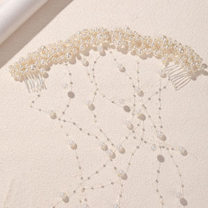 웨딩 여성과 소녀를위한 수제 패션 화이트 진주 신부 헤어 클립 쥬얼리 핀이있는 수제 신부 헤어 액세서리 - Product Image 4