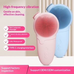 Appareil de nettoyage du visage à vibration, étanche, en silicone, masseur nettoyant électrique, brosse nettoyante pour le visage - Product Image 5