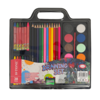 Ensemble de peinture artistique portable avec crayons de cire, crayons de couleur, godets de peinture aquarelle, taille-crayon, matériel de dessin pour enfants