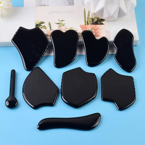 Grosir pelat Obsidian hitam kerokan Gua Sha alat pijat terapi wajah anti-penuaan batu antikeriput untuk wanita - Product Image 3