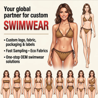 Maillot de bain deux pièces OEM recyclé pour femme, imprimé, avec détails à nouer à l'avant, anneau perlé, dos à nouer et bas échancré