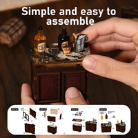 MOQ=1 Pengiriman Langsung (Drop Shipping) Kit Miniatur Sudut Buku Tavern - Rumah Model Miniatur Lengkap dan Set Rumah DIY untuk Pajangan Kreatif