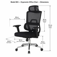 Chaise de bureau ergonomique à dossier haut en maille avec base chromée, appui-tête, soutien lombaire et roulettes pivotantes pour bureau à domicile et bureau de jeu