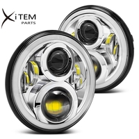 Phare à LED RVB 7 ''avec anneaux multicolores Angel Eyes Hi/Low Beam DRL Headlamp