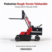 Chariot télescopique compact tout-terrain pour piétons, chariot élévateur télescopique électrique de 600 kg, équipement de levage de matériaux pour entrepôt hors route