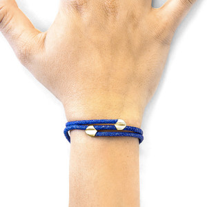 สร้อยข้อมือหนังปลากระเบนสีน้ำเงิน Azure Blue Conway ทองคำ 9 กะรัต - Product Image 4