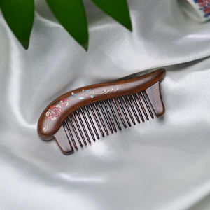 便携式中式手工檀香彩绘雕刻木梳木发梳发刷 - Product Image 1
