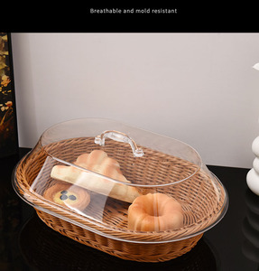 Ménage Légumes Fruits Secs Assiette <span class=keywords><strong>Panier</strong></span> Rectangulaire <span class=keywords><strong>Panier</strong></span> De Rangement Cuisine Alimentaire Pain <span class=keywords><strong>Panier</strong></span> Avec Couvercle - Product Image 3