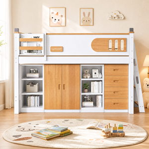 <span class=keywords><strong>Lit</strong></span> superposé pour enfants en bois massif <span class=keywords><strong>de</strong></span> caoutchouc, avec barrières <span class=keywords><strong>de</strong></span> sécurité, design moderne et minimaliste, gain <span class=keywords><strong>de</strong></span> place, structure sous le <span class=keywords><strong>lit</strong></span> et bureau intégré - Product Image 3