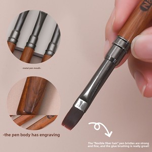 Japanese Poly Gel Nail Brush Sandalwood Handle Flat Oval Painting <b>Builder</b> Brush Professional Manicure Nail Art Tool Wholesale - Product Image 2
