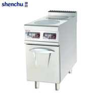 Cuisinière à induction double plaque chauffante autonome avec armoire de rangement, en acier inoxydable, pour usage commercial