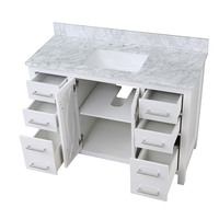Meuble de salle de bain Guanda de haute qualité, double vasque sur pied, 48 pouces, dessus en marbre artificiel, moderne, blanc/gris, CUPC