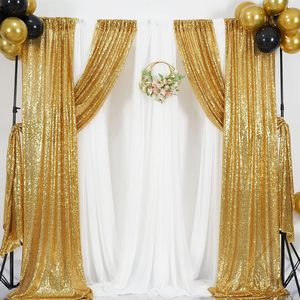 Panneaux de rideaux de fond de scène à sequins pour mariage, draperies de fond à sequins dorés scintillants, rideaux de fond pour photographie d'anniversaire et de baby shower - Product Image 3