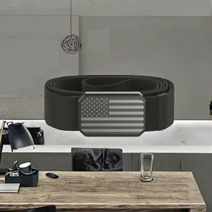 Nueva llegada de los hombres de poliéster elástico Casual hebilla de bloqueo automático 1,5 "cinturón elástico Jeans sin logotipo personalizado aleación magnética - Product Image 3