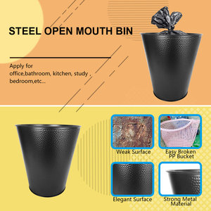 Thiết Kế Mới Trang Trí Nội Thất Thép Xô Thùng Rác 8 Lít Văn Phòng Bin Chất Thải Màu Đen Thùng Rác Trong Nhà Nhà Bếp Cho Phòng Tắm Văn Phòng - Product Image 2