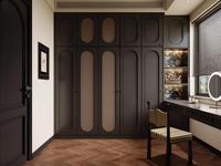 Armoire en bois massif noir de style antique vintage, meubles rétro avec sculptures ornées, armoire pour la maison