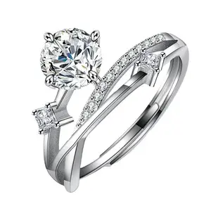 내 사랑 신상품 925 실버 특별한 디자인 큐브 지르콘 모이사나이트 다이아몬드 반지 여성용