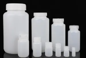 4ml 8ml 15ml 30ml 50ml 60ml 125ml 250ml 500ml 600ml 1L Botella de reactivo de boca ancha de plástico HDPE/PP para laboratorio