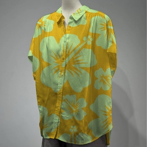 US Size Custom <b>Tropical</b> Floral Printed Aloha <b>Woman</b> Button up <b>Shirt</b> 100% Rayon Oversize Drop Sleeve <b>Woman</b> Vacation Blouse - Product Image 1