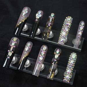 Uñas postizas de lujo acrílicas con estrellas y pedrería, extra largas, de cobertura completa, hechas a mano, precio de fábrica al por mayor. - Product Image 2