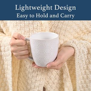 Juego de 4 <span class=keywords><strong>Tazas</strong></span> de Café de Cerámica con Relieve Pyrilo de 14 oz, Libres de Plomo, Aptas para Microondas y Lavavajillas, para Hogar, Oficina, Bodas, Regalos de Inauguración, Té - Product Image 5