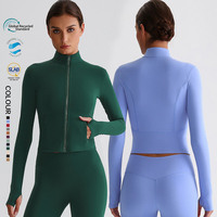 SHINBENE veste d'entraînement pour femme en polyester recyclé veste de yoga zippée légère recadrée athlétique coupe ajustée hauts grande taille