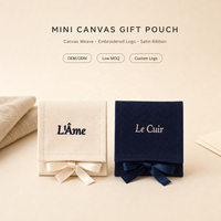 Pochette de rangement pour boucles d'oreilles et bagues en coton et lin, avec logo personnalisé imprimé, enveloppe de luxe en mousseline, sacs à bijoux