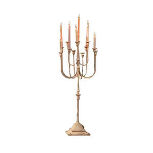 Candelabro Romántico Francés, Adorno Decorativo de Hierro Vintage, Base Cuadrada, Accesorio para Fotografía de Bodas, Color Blanco Claro - Product Image 5