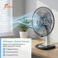 Ventilateur de bureau oscillant 12 pouces pas cher avec grille métallique diamantée, 3 vitesses, manuel, pour usage domestique tropical, OEM
