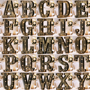 Luces decorativas LED de estilo retro, luces decorativas brillantes, luces con letras de 26 letras, luces con números de 0 a 9, cafeterías, bares, bodas, luces navideñas, luz decorativa - Product Image 1